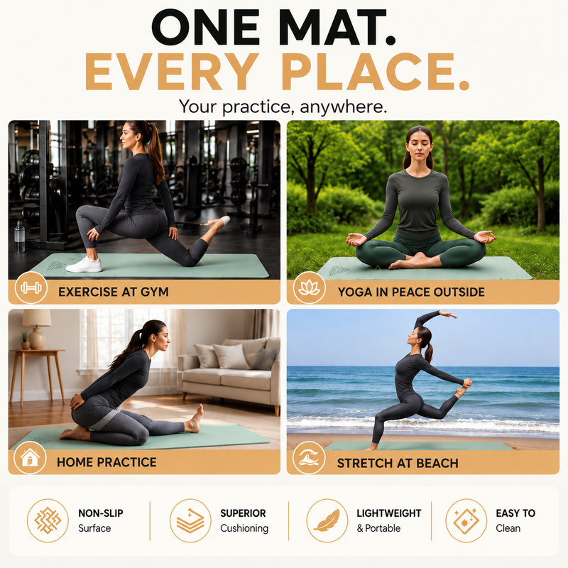Merox™ Anti-Slip Yoga Mat 8mm TPE Exercise Mat
