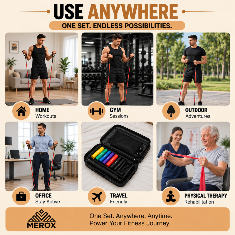 Merox™ Pull Up Resistance Bands Set, 5 Heavy Duty Stretch Bands