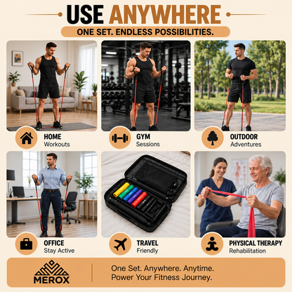 Merox™ Pull Up Resistance Bands Set, 5 Heavy Duty Stretch Bands