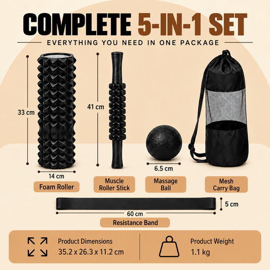 Merox™ Gym Fitness – Foam Roller Set, 5 in 1