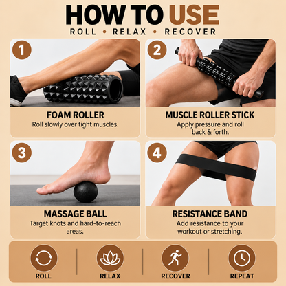 Merox™ Gym Fitness – Foam Roller Set, 5 in 1
